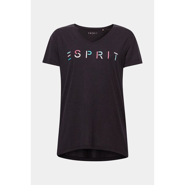 Esprit leichtes V-Neck Shirt mit Logo-Print Damen