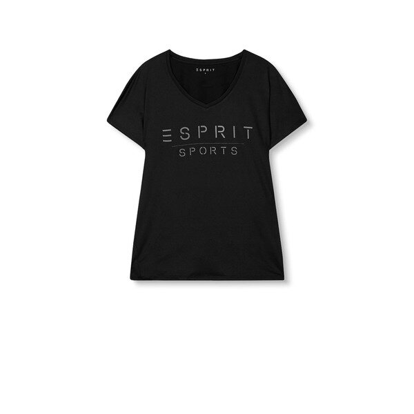 Esprit V-Neck Shirt mit Glitzer Logo